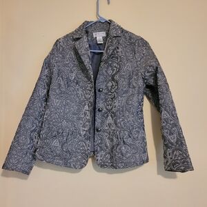 Victor Costa Black and White Paisley Blazer